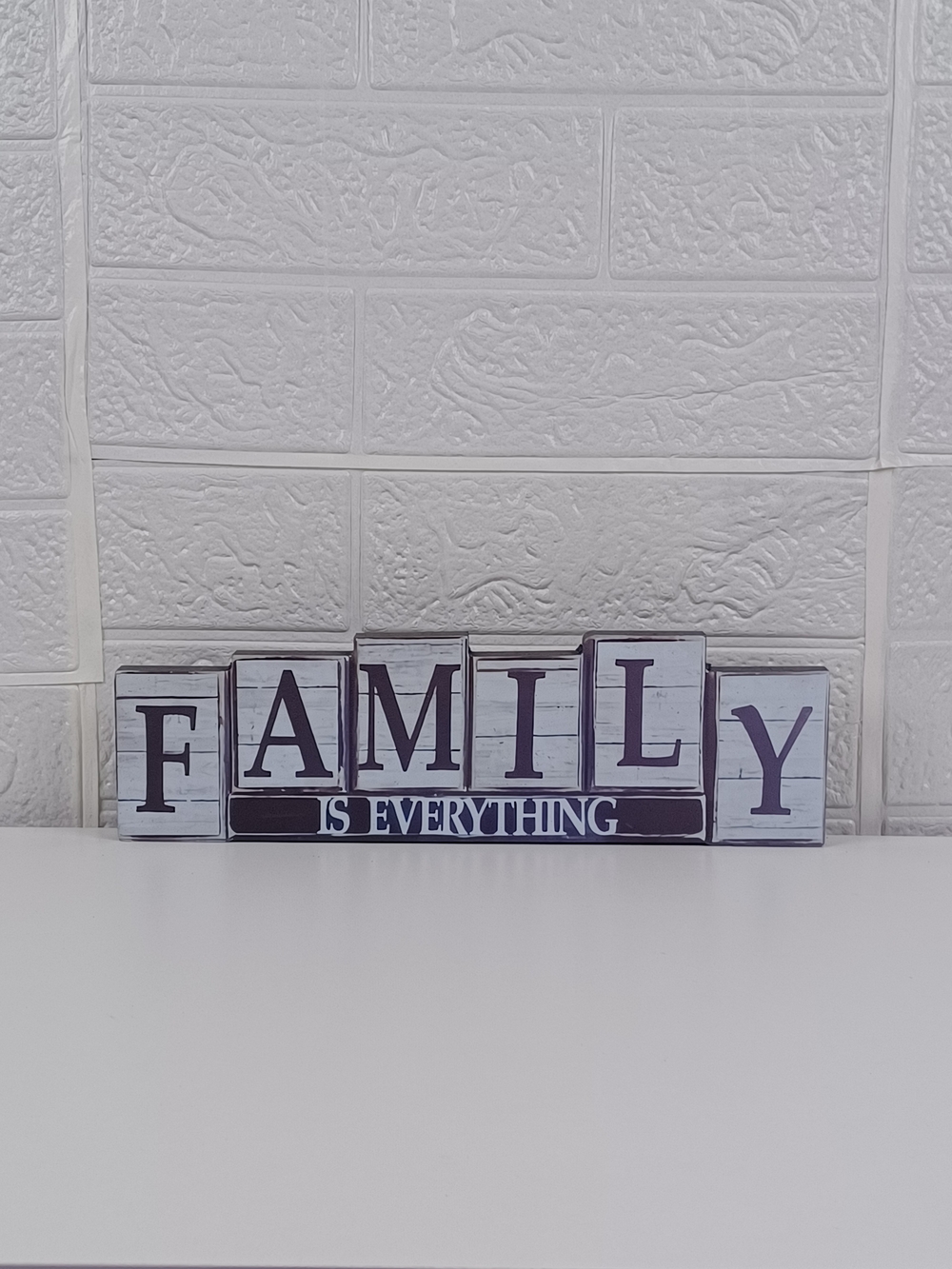 Family Is Everything Wooden Block Sign - Black on White